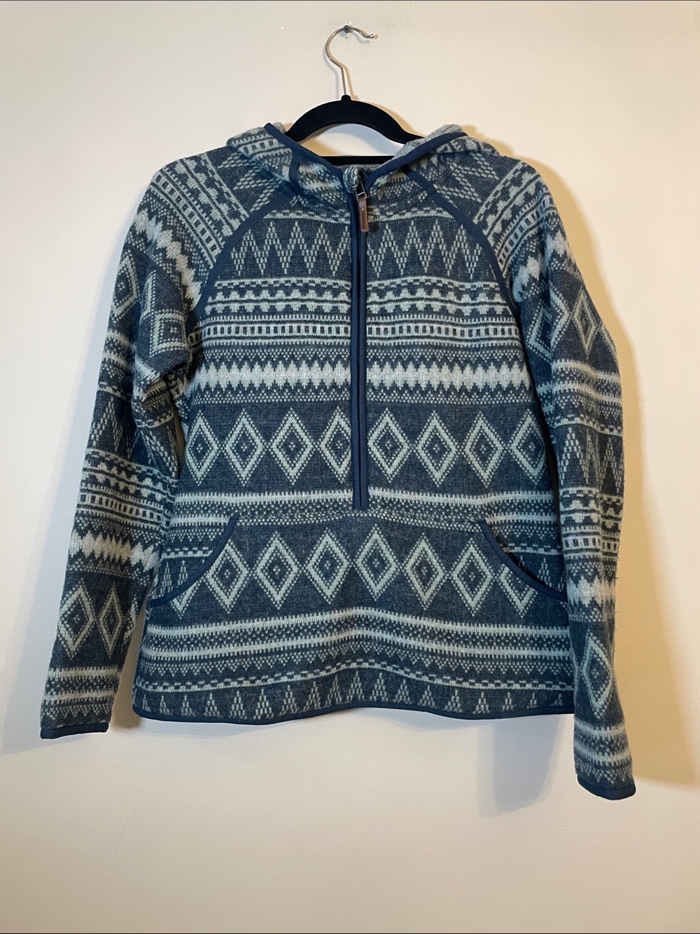 Smartwool Women’s S Wool Blend Fair Isle Hooded Half Zip Pullover Sweater